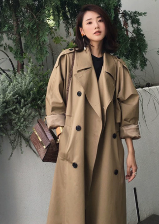 Women's Mid-Length Trench Coat – Tailored Button Front Coat