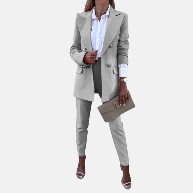 Women's Statement Two-Piece Pants Set – Asymmetrical Top & Wide Leg Trousers