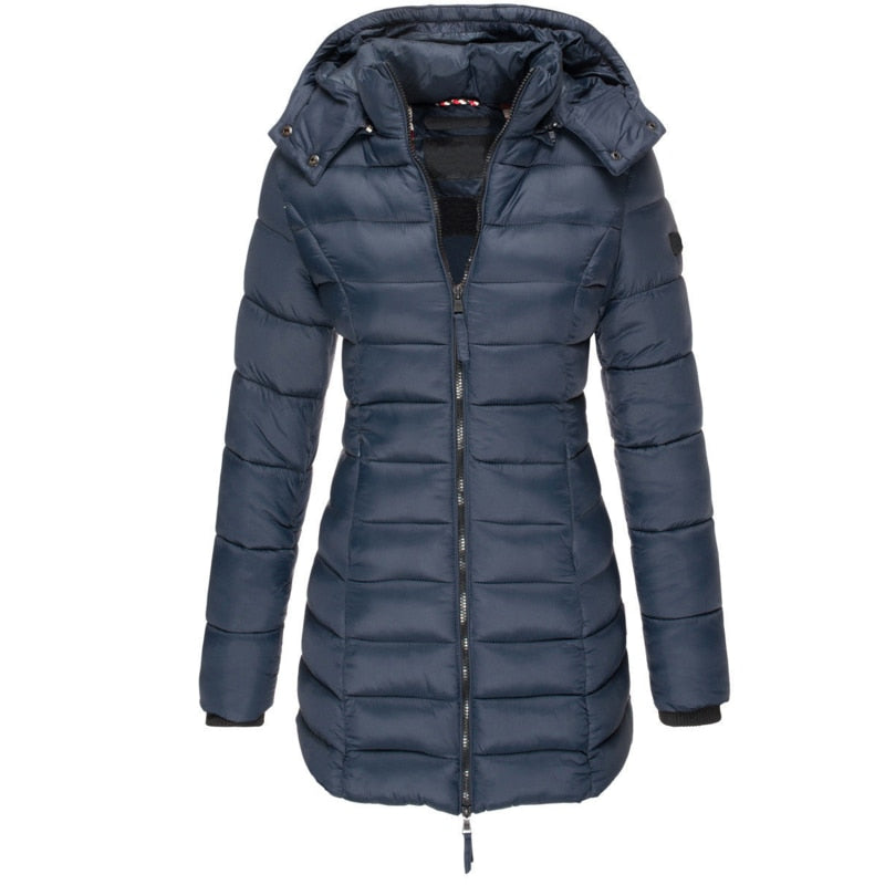 Women's Long Puffer Coat – Hooded Full-Length Winter Coat