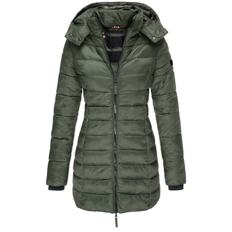 Women's Long Puffer Coat – Hooded Full-Length Winter Coat