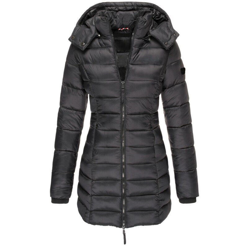 Women's Long Puffer Coat – Hooded Full-Length Winter Coat
