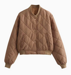 Women's Padded Bomber Jacket – Quilted Zip Front Casual Jacket