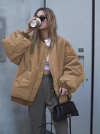 Women's Oversized Bomber Jacket – Relaxed Fit Zip-Up Jacket