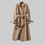 Women's Belted Trench Coat – Double-Breasted Long Coat