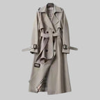 Women's Belted Trench Coat – Double-Breasted Long Coat