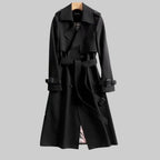 Women's Belted Trench Coat – Double-Breasted Long Coat