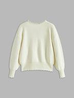 Women's Distressed Hem Cardigan – Pearl Trim Knit Cardigan