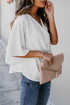 Women's V-Neck Summer Blouse – Relaxed Fit Lightweight Blouse