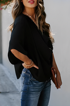 Women's V-Neck Summer Blouse – Relaxed Fit Lightweight Blouse