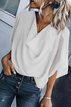 Women's V-Neck Summer Blouse – Relaxed Fit Lightweight Blouse