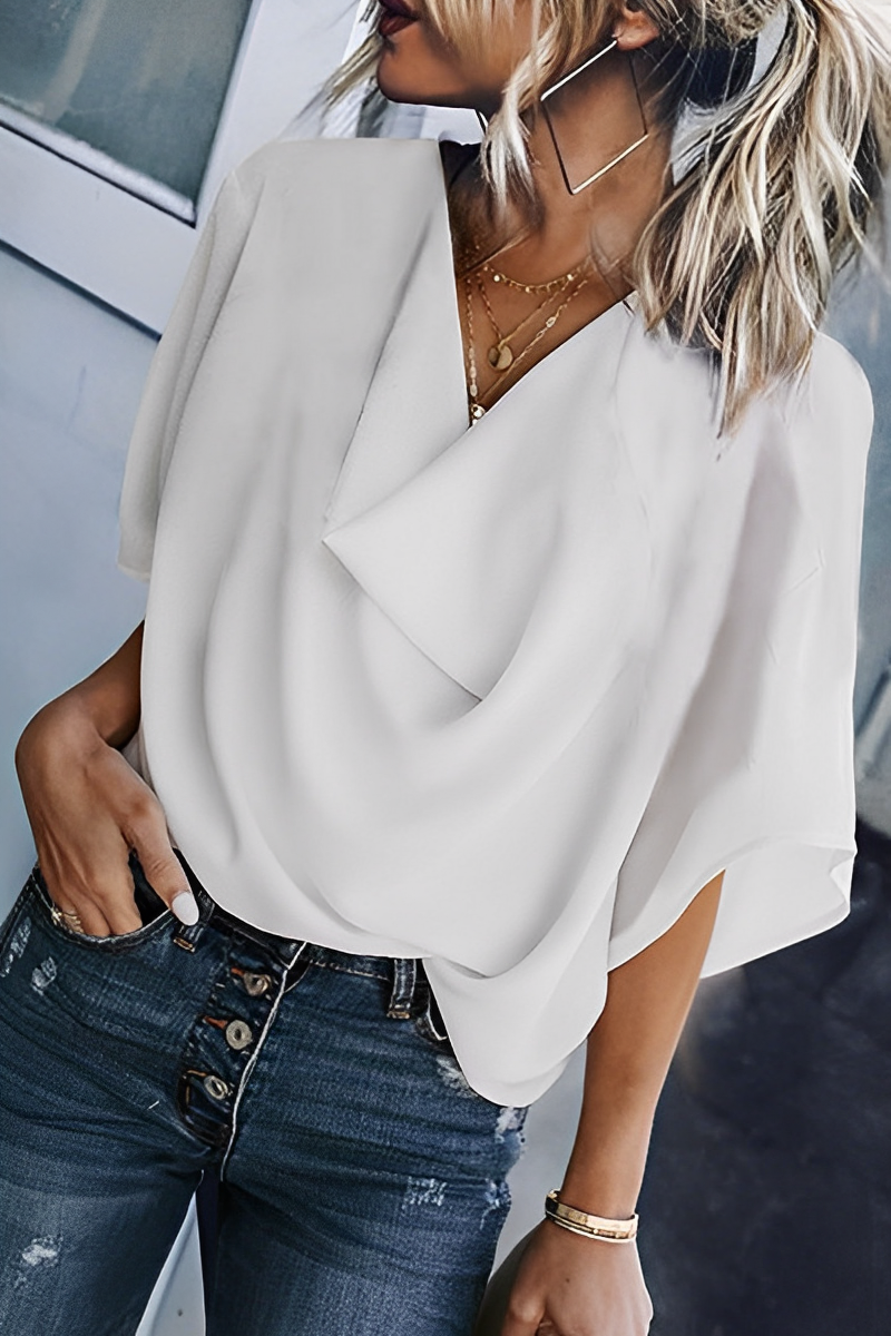 Women's V-Neck Summer Blouse – Relaxed Fit Lightweight Blouse
