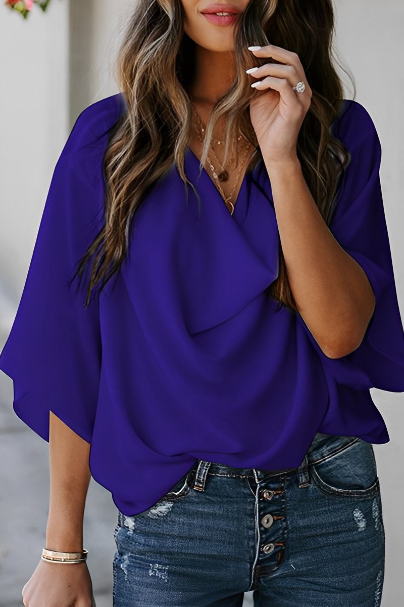 Women's V-Neck Summer Blouse – Relaxed Fit Lightweight Blouse