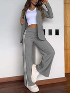 Women's Sporty Blazer Set – Wide Leg Co-Ord Set