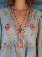 Women's Boho Blouse – Embroidered Casual Blouse – Barbara