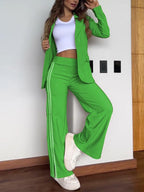 Women's Sporty Blazer Set – Wide Leg Co-Ord Set