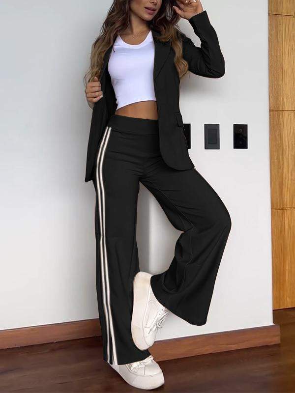 Women's Sporty Blazer Set – Wide Leg Co-Ord Set
