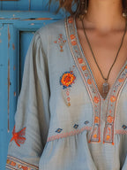 Women's Boho Blouse – Embroidered Casual Blouse – Barbara
