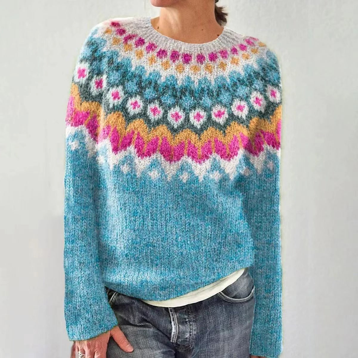 Women's Christmas Reindeer Sweater – Holiday Pattern Winter Sweater