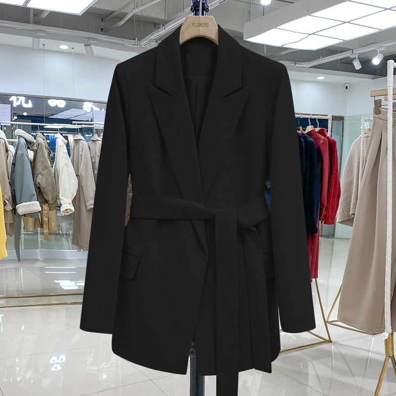 Women's Relaxed Longline Blazer – Tailored Open Front Jacket
