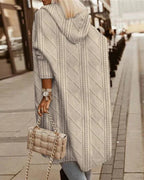 Women's Textured Hooded Cardigan – Long Relaxed Winter Cardigan