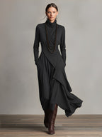 Women's High Neck Maxi Dress – Knit Sweater Dress