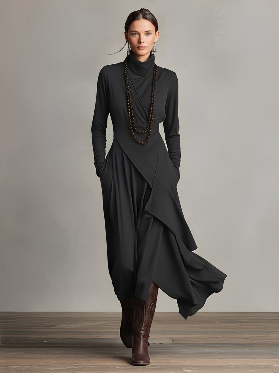Women's High Neck Maxi Dress – Knit Sweater Dress