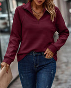 Women's Half-Zip Sweater – V-Neck Zip Collar Knit Pullover