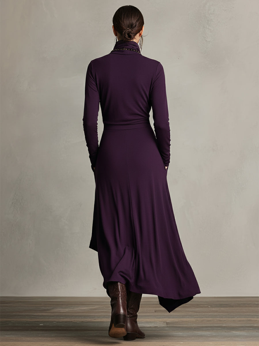 Women's High Neck Maxi Dress – Knit Sweater Dress