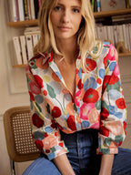 Women's Floral Button Blouse – Relaxed Long Sleeve Blouse
