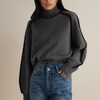 Women's Color Block Turtleneck Sweater – Long Sleeve High Neck Pullover