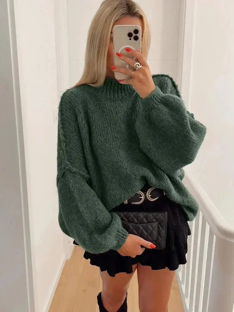 Women's Slouchy Knit Sweater – Oversized Autumn Pullover