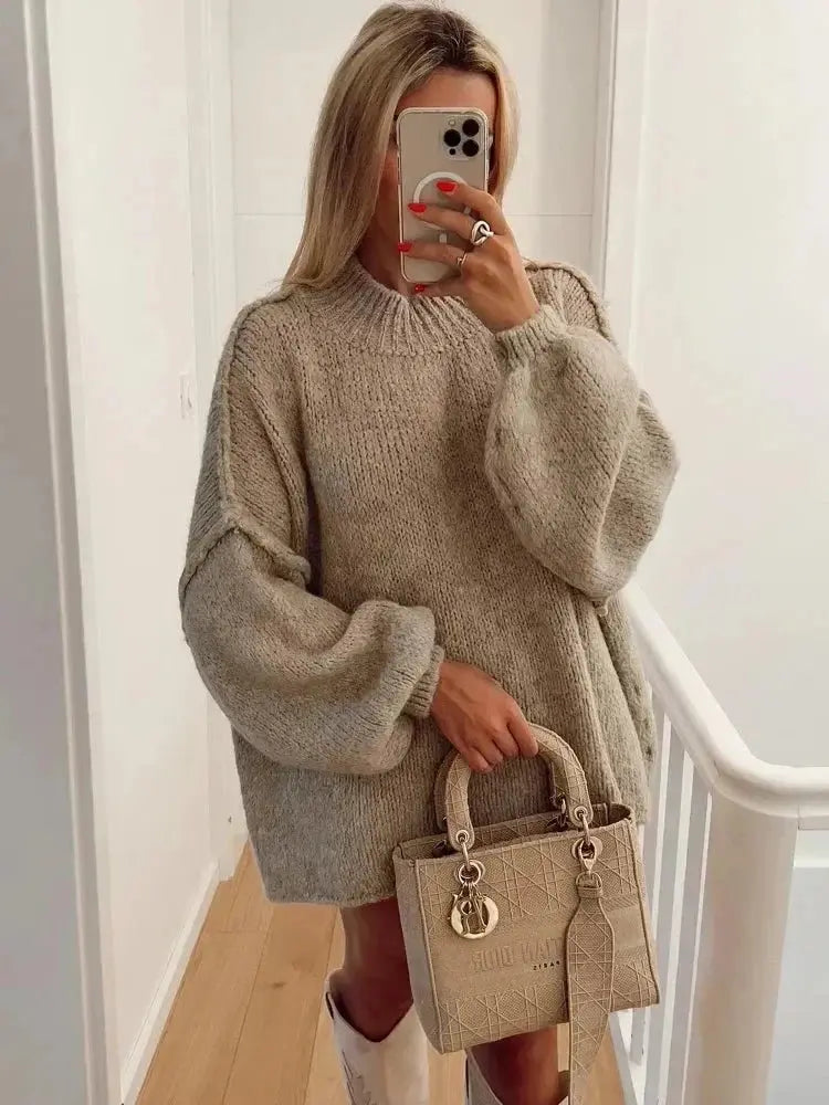 Women's Slouchy Knit Sweater – Oversized Autumn Pullover