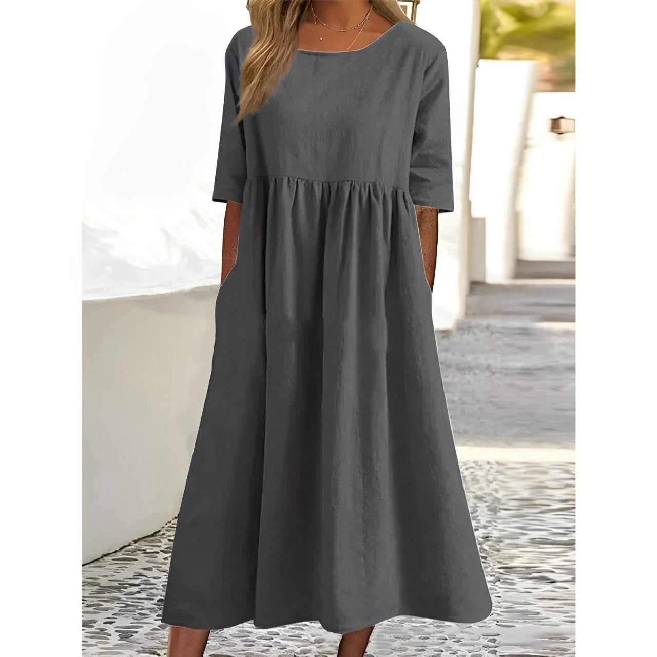 Women's Breathable Midi Dress – Casual Summer Dress