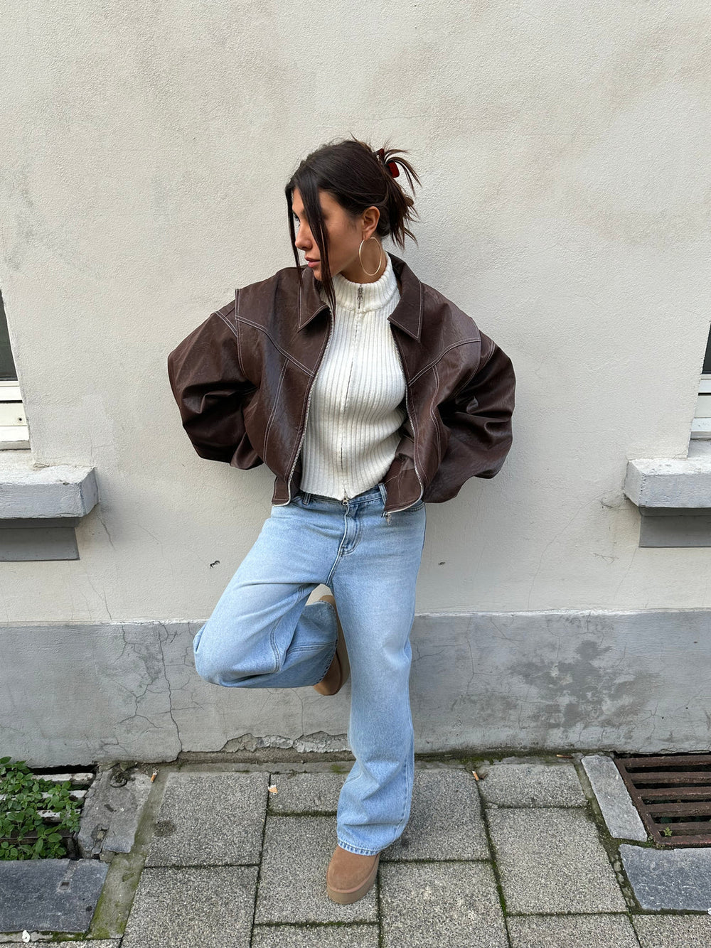 Women's Oversized Bomber Jacket – Zip-Up Relaxed Jacket