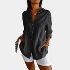Women's Loose Fit Blouse – Relaxed Long Sleeve Everyday Blouse