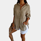 Women's Loose Fit Blouse – Relaxed Long Sleeve Everyday Blouse
