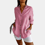 Women's Loose Fit Blouse – Relaxed Long Sleeve Everyday Blouse