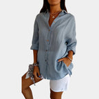 Women's Loose Fit Blouse – Relaxed Long Sleeve Everyday Blouse