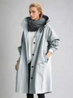 Women's Water-Repellent Trench Coat – Hooded Long Raincoat