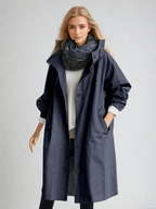 Women's Water-Repellent Trench Coat – Hooded Long Raincoat