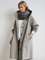 Women's Water-Repellent Trench Coat – Hooded Long Raincoat