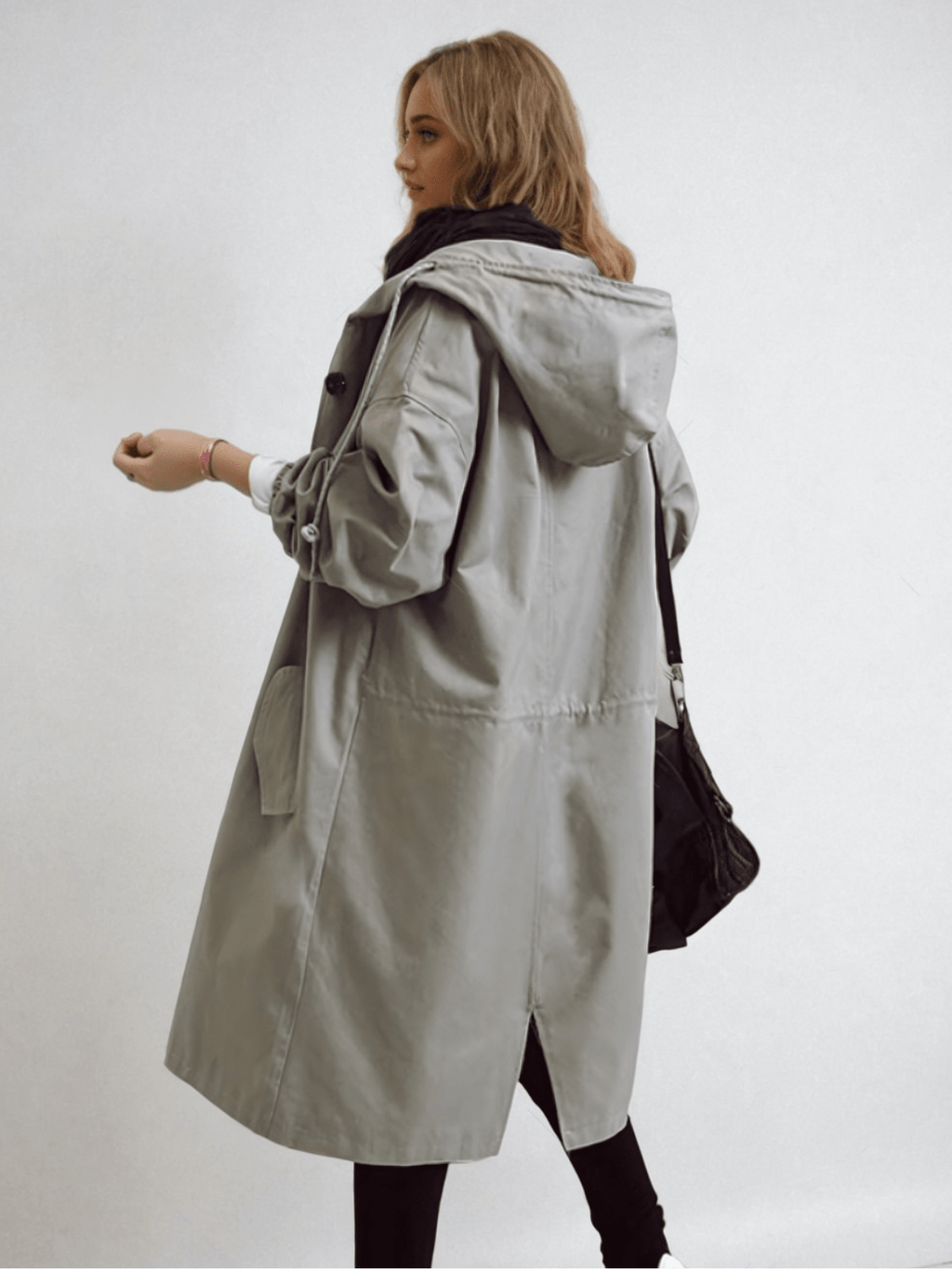 Women's Water-Repellent Trench Coat – Hooded Long Raincoat