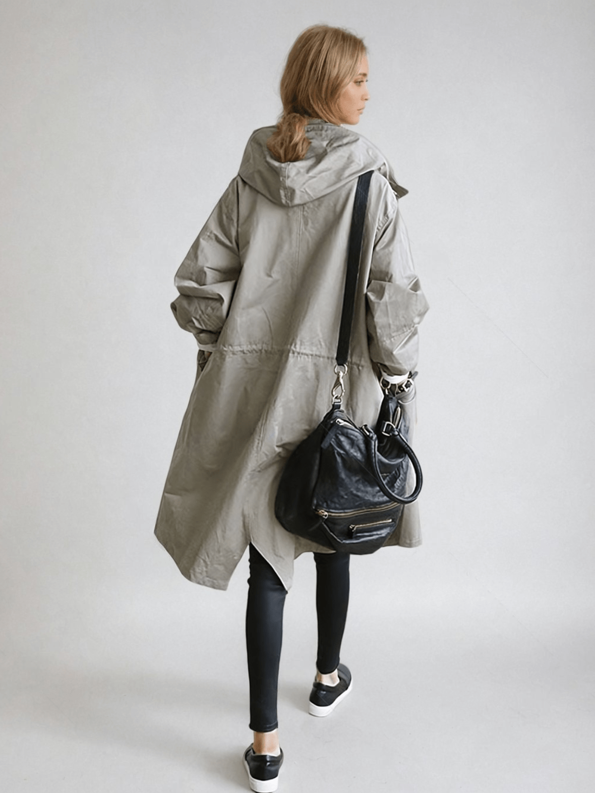 Women's Water-Repellent Trench Coat – Hooded Long Raincoat