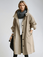 Women's Water-Repellent Trench Coat – Hooded Long Raincoat