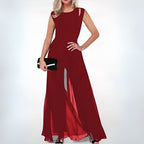 Women's Statement Shoulder Jumpsuit – Sleeveless Wide Leg Evening Jumpsuit