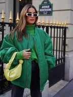 Women's Oversized Bomber Jacket – Relaxed Fit Zip-Up Jacket