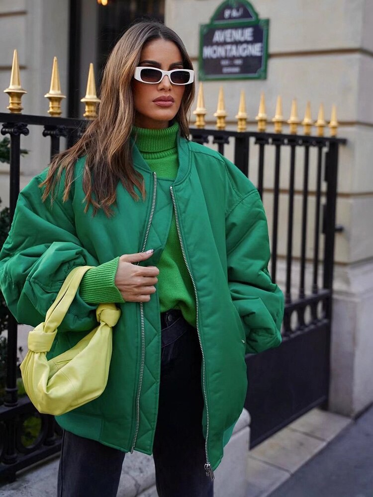 Women's Oversized Bomber Jacket – Relaxed Fit Zip-Up Jacket