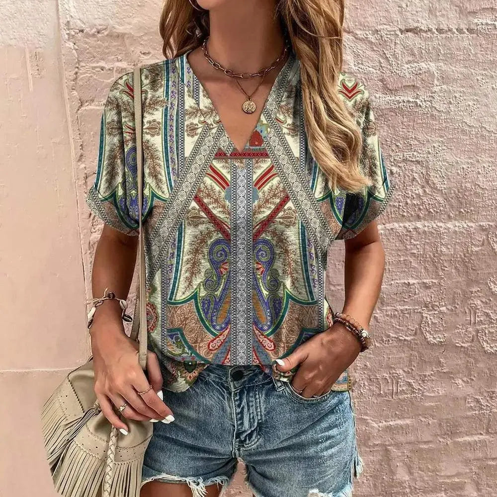 Women’s Summer Blouse – Short Sleeve Lightweight Blouse – Mia