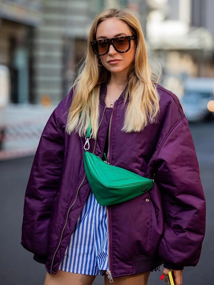 Women's Oversized Bomber Jacket – Relaxed Fit Zip-Up Jacket