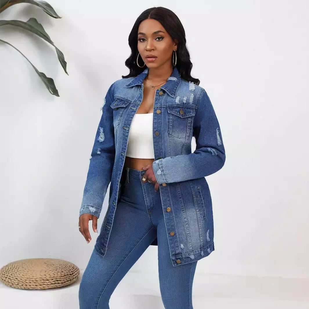 Women's Oversized Denim Jacket – Vintage Wash Jacket